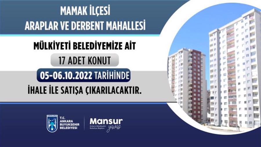 Ankara Büyükşehir belediyesi 17 konutu satacak