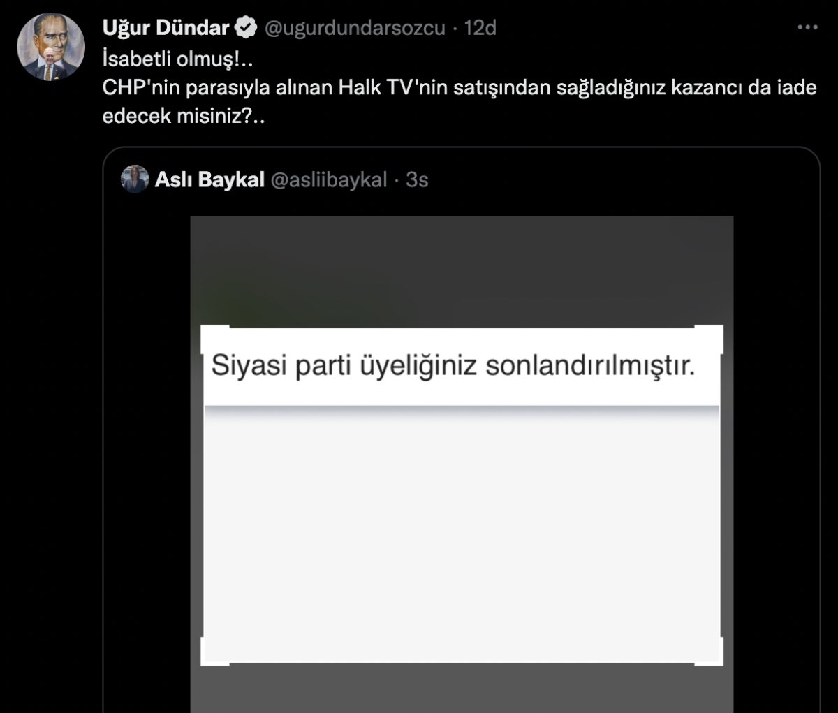 Uğur Dündar dan CHP den istifa eden Aslı Baykal a: İsabetli olmuş #1