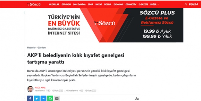 Sözcü Gazetesi, yönetmeliği Belediye Genelgesi zannetti