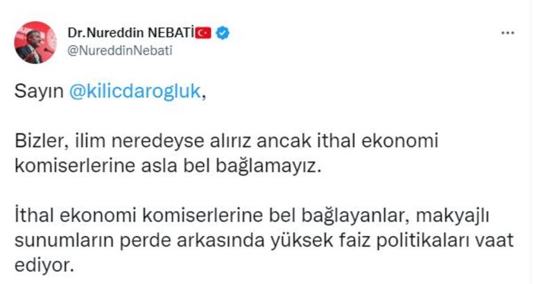 Bakan Nebati: İthal ekonomi komiserlerine bel bağlayanlar, yüksek faiz vaat ediyor