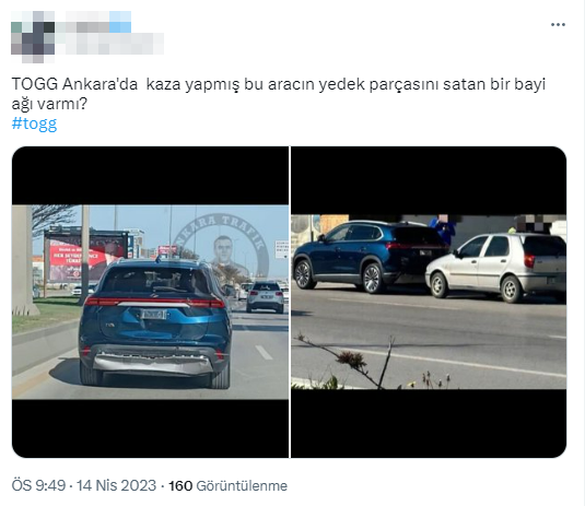 Togg'un ilk kazası Ankara'da yaşandı! Sosyal medyada herkes aynı soruyu soruyor