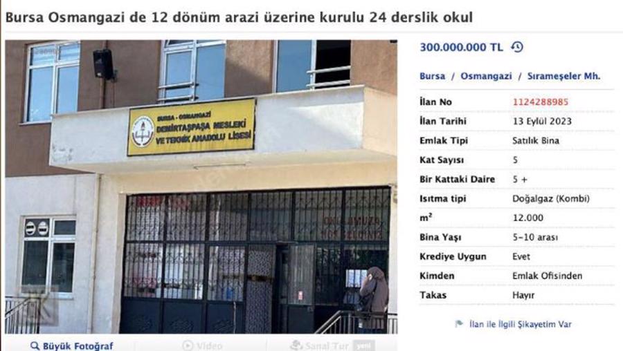 Bursa'da satılık devlet okulu: "11 milyon dolar kamu zararı var"
