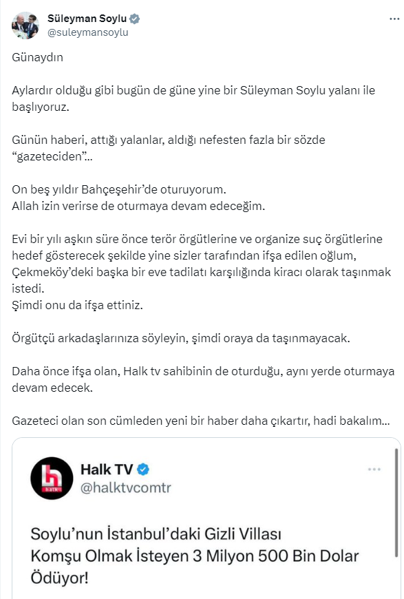 Halk TV patronundan Soylu'ya telefon - Resim : 1