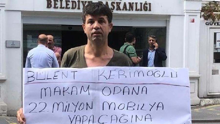 Tek kişilik eylem... "Makam odana mobilya yapacağına ikramiyemi ver"