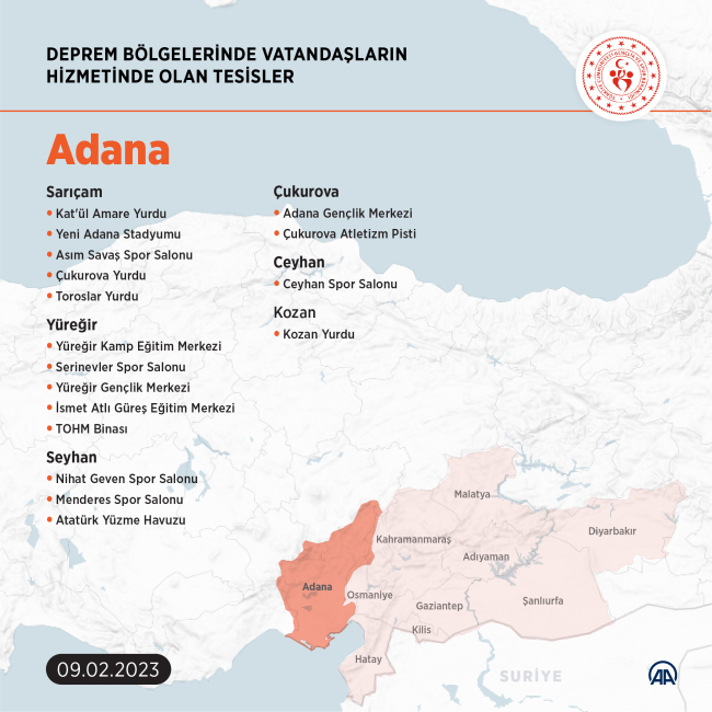 Bakan Kasapoğlu, deprem bölgelerinde hizmette olan tesisleri paylaştı