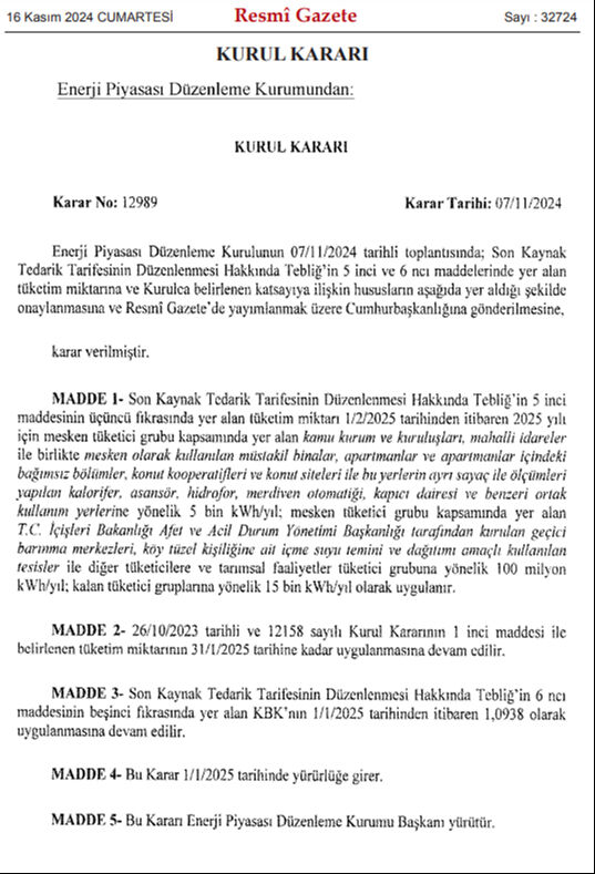 Konut ve işyerleri için elektrikte sübvansiyon kararı Resmi Gazete'de yayımlandı - 1. Resim