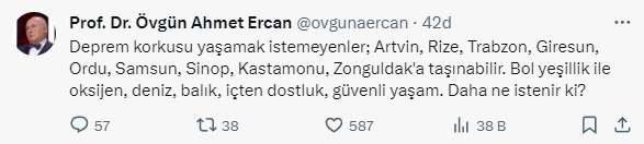 Prof. Dr. Övgün Ahmet Ercan: Deprem korkusu yaşamak istemeyenler bu 9 şehre taşınabilir