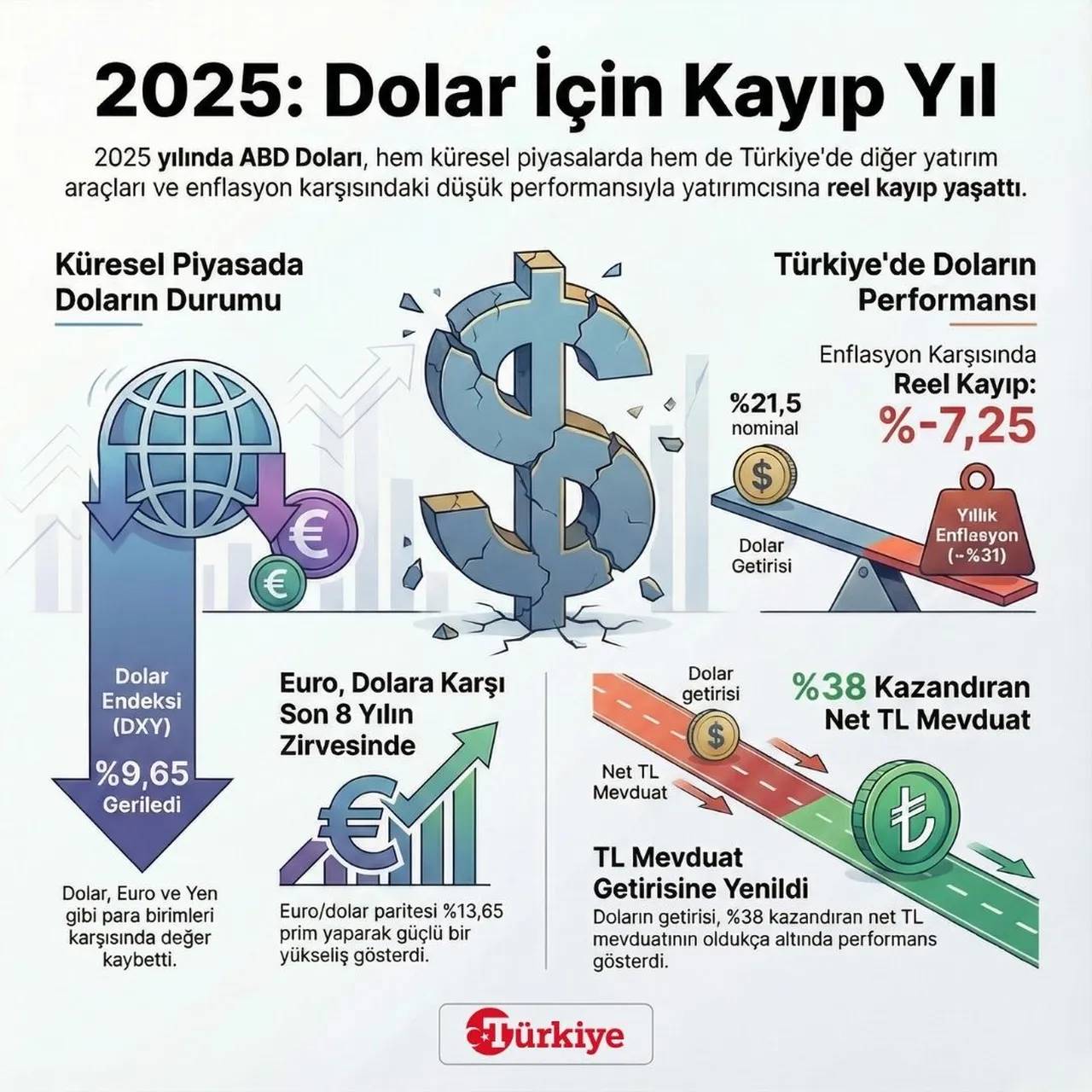 2025, dolar için kayıp yıl! Hem TÜFE hem TL’ye yenildi