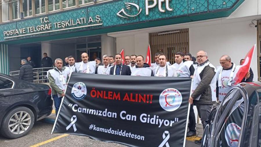 Rize'de katledilen PTT çalışanları için basın açıklaması yapıldı