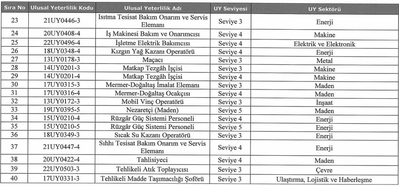 Bakanlık duyurdu: 40 meslek için yeterlilik belgesi zorunluluğu getirildi - Resim : 2